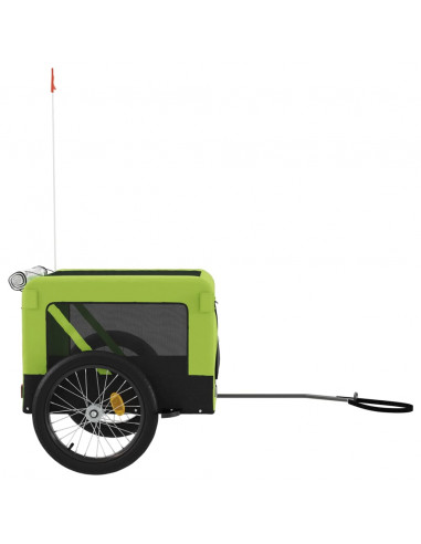 Rimorchio da Bici per Animali Verde e Nero Oxford e Ferro