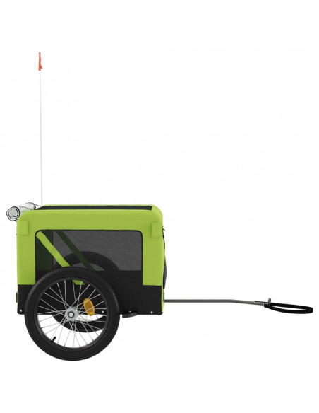 Rimorchio da Bici per Animali Verde e Nero Oxford e Ferro
