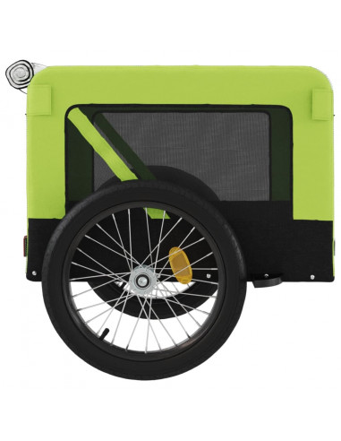 Rimorchio da Bici per Animali Verde e Nero Oxford e Ferro