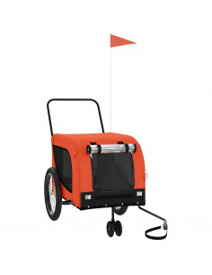 Rimorchio da Bici per Animali Arancione e Nero Oxford e Ferro 2