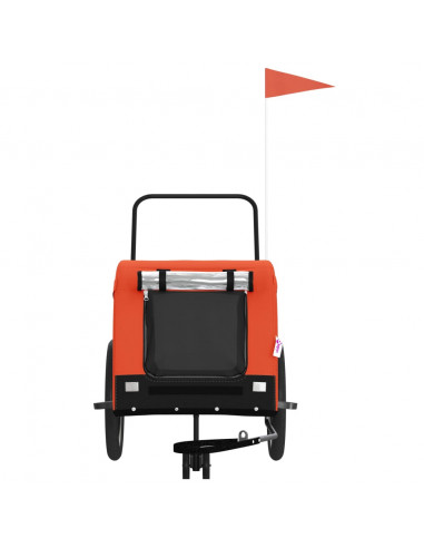 Rimorchio da Bici per Animali Arancione e Nero Oxford e Ferro