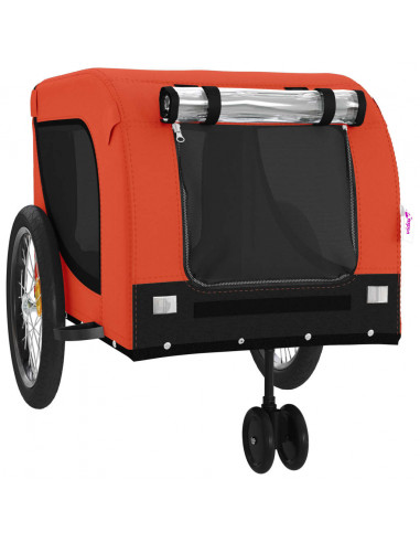 Rimorchio da Bici per Animali Arancione e Nero Oxford e Ferro