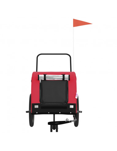 Rimorchio da Bici per Animali Rosso e Nero Oxford e Ferro