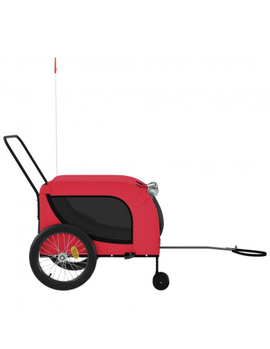 Rimorchio da Bici per Animali Rosso e Nero Oxford e Ferro