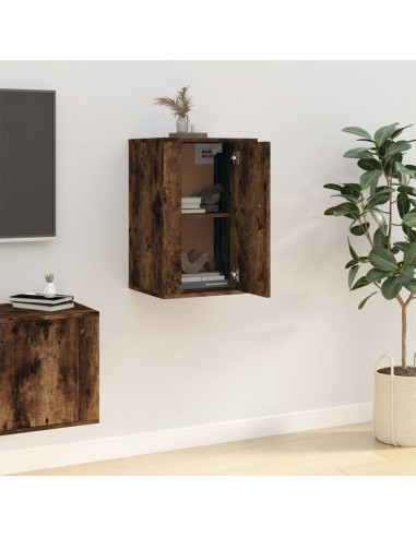 Mobile Porta TV a Parete Rovere Fumo 40x34,5x60 cm