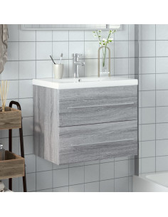 Mobile da Bagno con Lavabo Integrato Grigio Sonoma 2