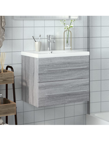 Mobile da Bagno con Lavabo Integrato Grigio Sonoma