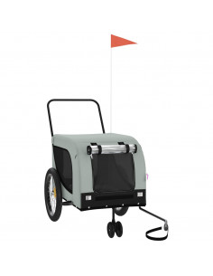 Rimorchio da Bici per Animali Grigio e Nero Oxford e Ferro 2