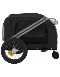 Rimorchio da Bici per Animali Grigio e Nero Oxford e Ferro 2