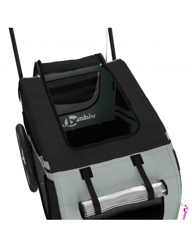 Rimorchio da Bici per Animali Grigio e Nero Oxford e Ferro