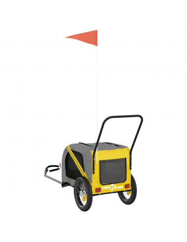 Rimorchio da Bici per Animali Giallo e Nero Oxford e Ferro