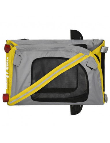 Rimorchio da Bici per Animali Giallo e Nero Oxford e Ferro