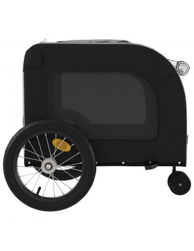 Rimorchio da Bici per Animali Nero e Grigio Oxford e Ferro