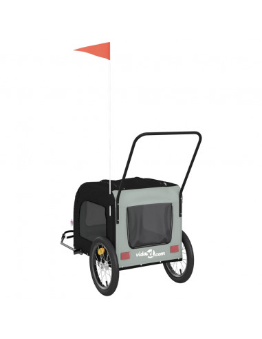 Rimorchio da Bici per Animali Nero e Grigio Oxford e Ferro