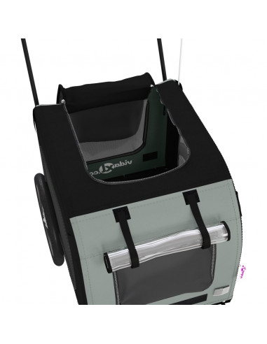 Rimorchio da Bici per Animali Nero e Grigio Oxford e Ferro