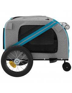 Rimorchio da Bici per Animali Blu e Nero Oxford e Ferro 2