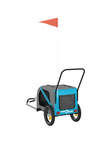 Rimorchio da Bici per Animali Blu e Nero Oxford e Ferro