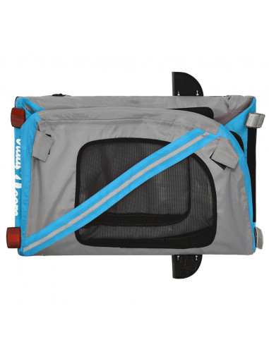 Rimorchio da Bici per Animali Blu e Nero Oxford e Ferro