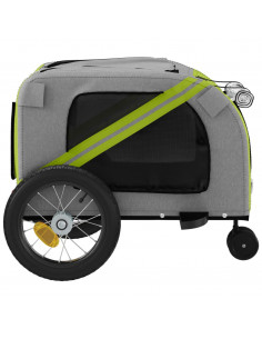 Rimorchio da Bici per Animali Verde e Nero Oxford e Ferro 2