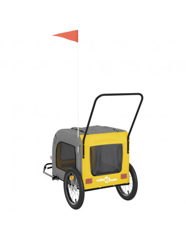 Rimorchio da Bici per Animali Giallo e Grigio Oxford e Ferro