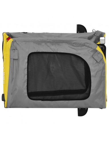 Rimorchio da Bici per Animali Giallo e Grigio Oxford e Ferro