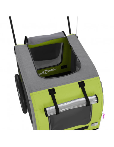 Rimorchio da Bici per Animali Verde e Grigio Oxford e Ferro