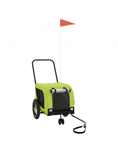 Rimorchio da Bici per Animali Verde e Nero Oxford e Ferro