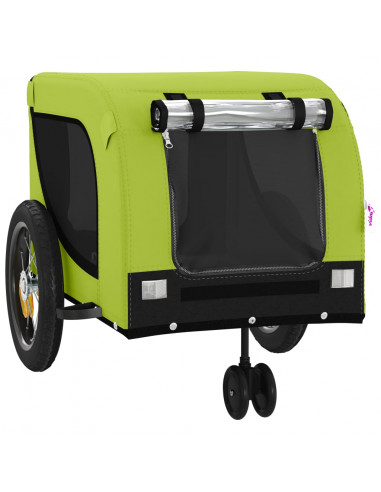 Rimorchio da Bici per Animali Verde e Nero Oxford e Ferro