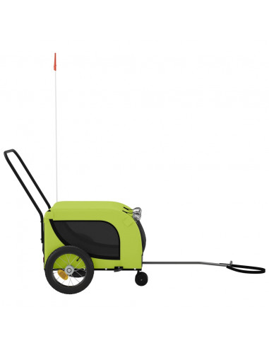 Rimorchio da Bici per Animali Verde e Nero Oxford e Ferro