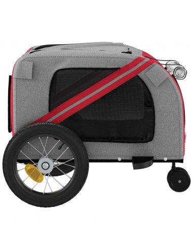 Rimorchio da Bici per Animali Rosso e Nero Oxford e Ferro