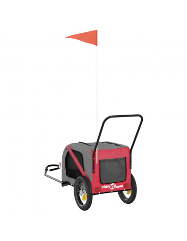 Rimorchio da Bici per Animali Rosso e Nero Oxford e Ferro