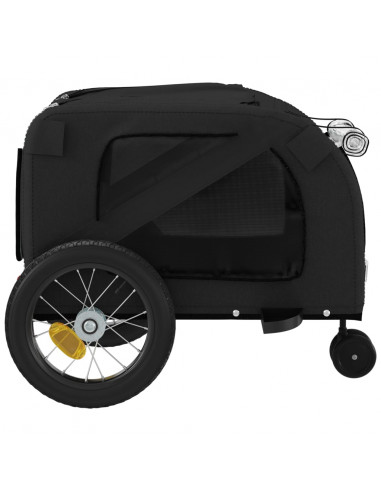Rimorchio da Bici per Animali Nero Oxford e Ferro
