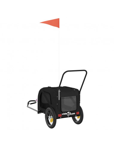 Rimorchio da Bici per Animali Nero Oxford e Ferro