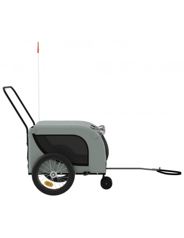 Rimorchio da Bici per Animali Grigio e Nero Oxford e Ferro