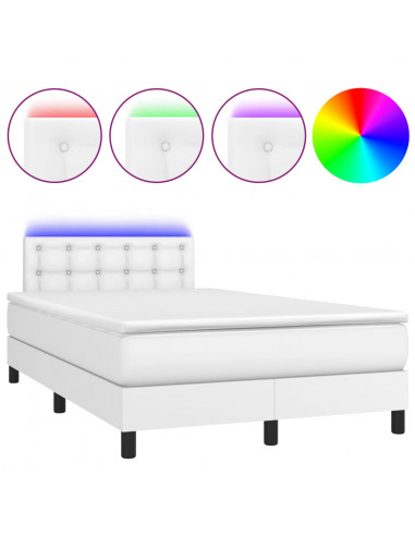 Giroletto Molle con Materasso e LED Bianco 120x190cm Similpelle