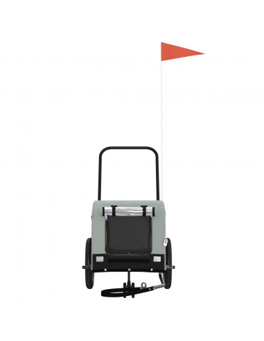 Rimorchio da Bici per Animali Grigio e Nero Oxford e Ferro