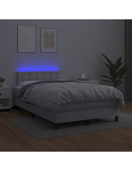 Giroletto Molle con Materasso e LED Bianco 120x190cm Similpelle