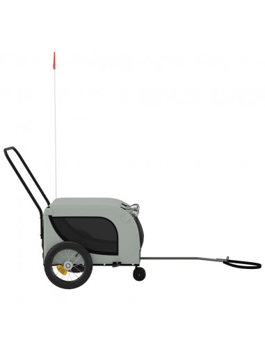 Rimorchio da Bici per Animali Grigio e Nero Oxford e Ferro