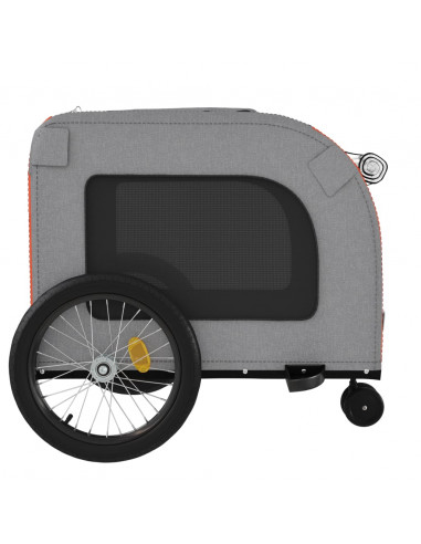 Rimorchio da Bici per Animali Arancione e Grigio Oxford e Ferro