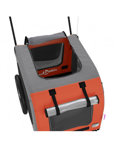 Rimorchio da Bici per Animali Arancione e Grigio Oxford e Ferro