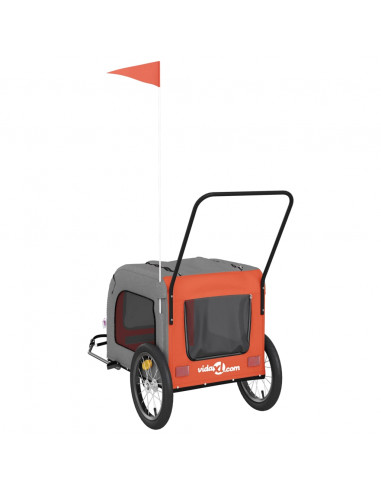 Rimorchio da Bici per Animali Arancione e Grigio Oxford e Ferro