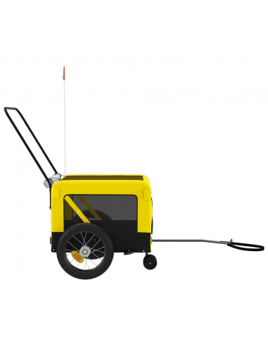 Rimorchio da Bici per Animali Giallo e Nero Oxford e Ferro