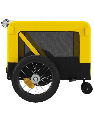 Rimorchio da Bici per Animali Giallo e Nero Oxford e Ferro