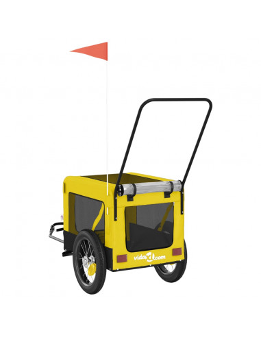 Rimorchio da Bici per Animali Giallo e Nero Oxford e Ferro