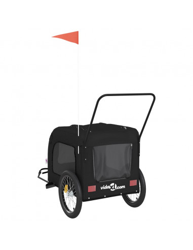 Rimorchio da Bici per Animali Nero Oxford e Ferro