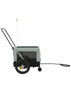 Rimorchio da Bici per Animali Grigio e Nero Oxford e Ferro 2