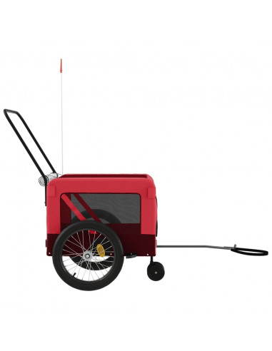 Rimorchio da Bici per Animali Rosso e Nero Oxford e Ferro