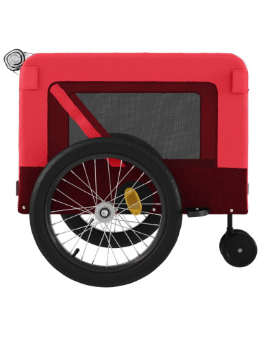 Rimorchio da Bici per Animali Rosso e Nero Oxford e Ferro