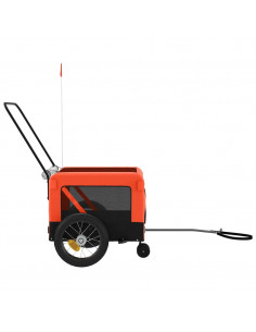 Rimorchio da Bici per Animali Arancione e Nero Oxford e Ferro 2