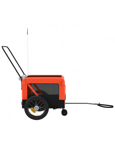 Rimorchio da Bici per Animali Arancione e Nero Oxford e Ferro